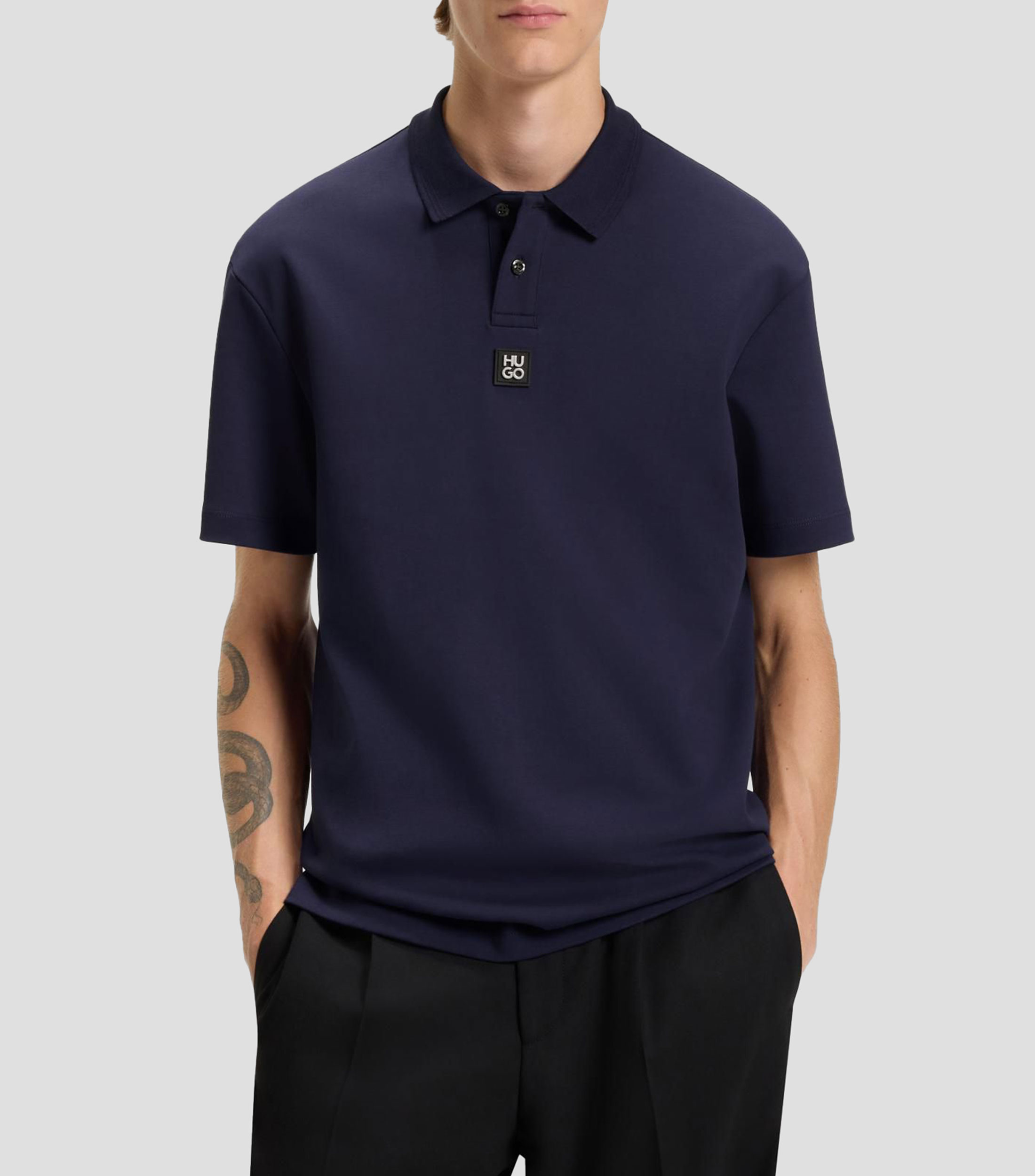 Polo de algodón interlock con logo apilado Hombre
